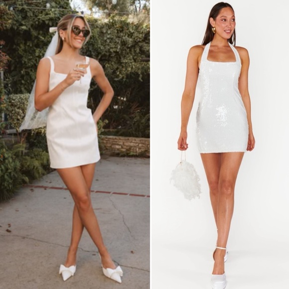 Show Me Your MuMu White Sequin Mini Dress - Picture 1 of 9